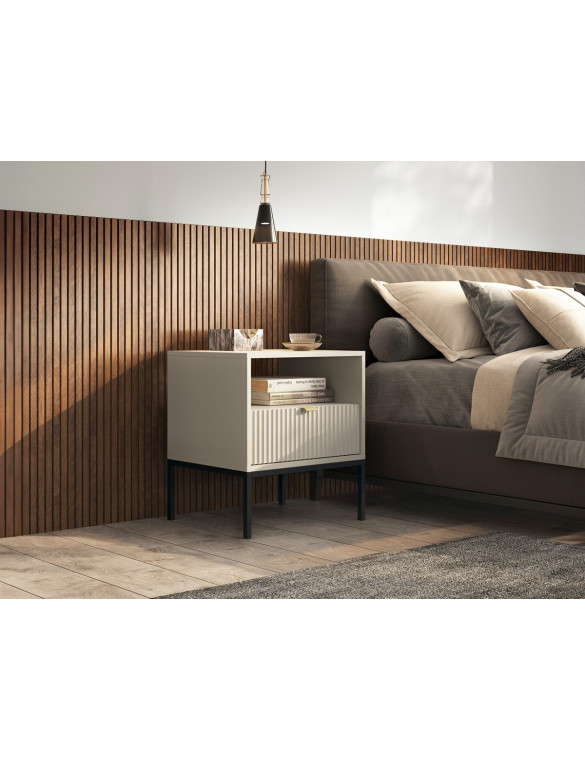 Тумба приліжкова Perfect Home Нова / Nova з 1 шухлядою і чорними ніжками S54 Кашемір (PFH-091256)
