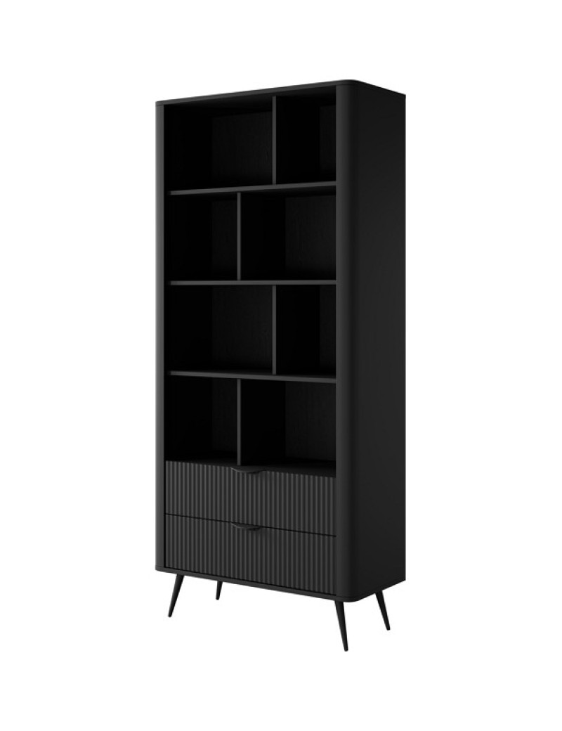 Стелаж Perfect Home Ланте / Lante 2S з 2 шухлядами і чорними ніжками Чорний (PFH-091104)