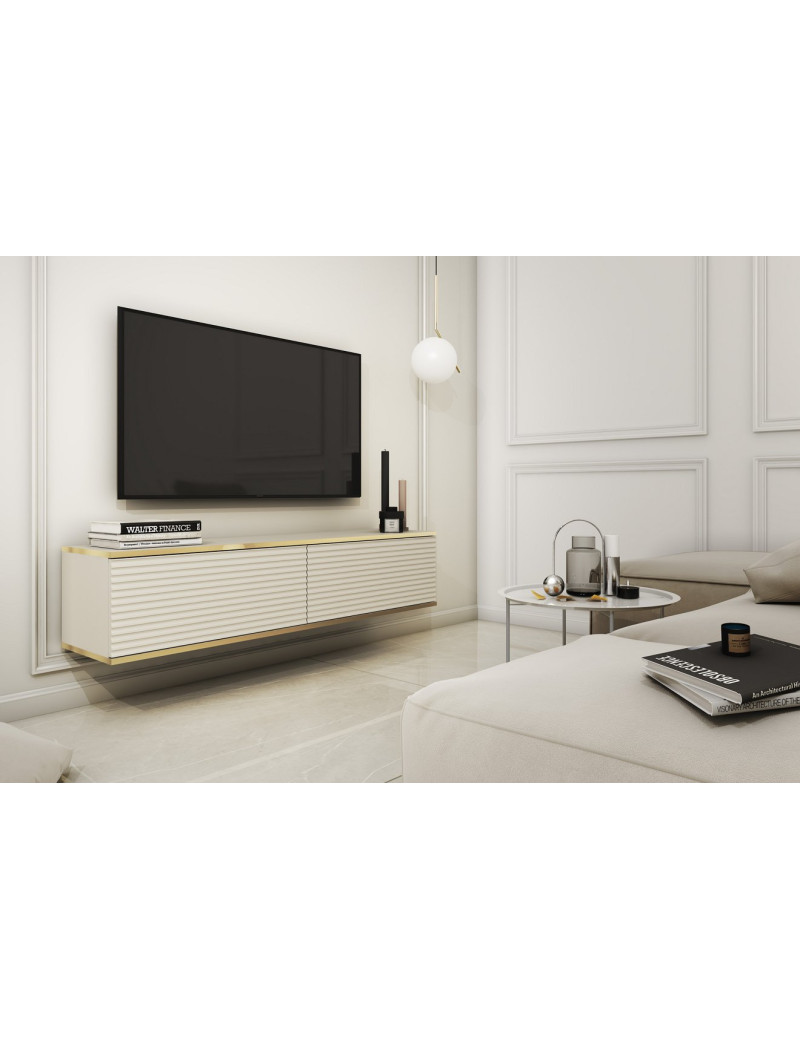 Тумба під телевізор навісна Perfect Home Оро / Oro 2-дверна RTV135 MDF Бежевий (PFH-091356)
