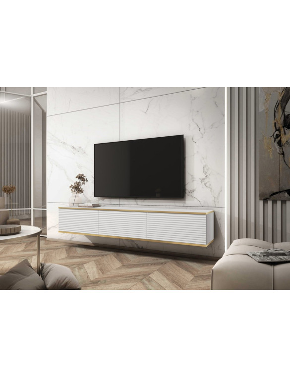 Тумба під телевізор навісна Perfect Home Оро / Oro 3-дверна RTV175 MDF Білий (PFH-091364)