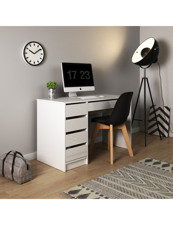 Стіл туалетний письмовий Perfect Home Ада / Ada 5S/120 з 5 шухядами Білий глянець (PFH-091306)