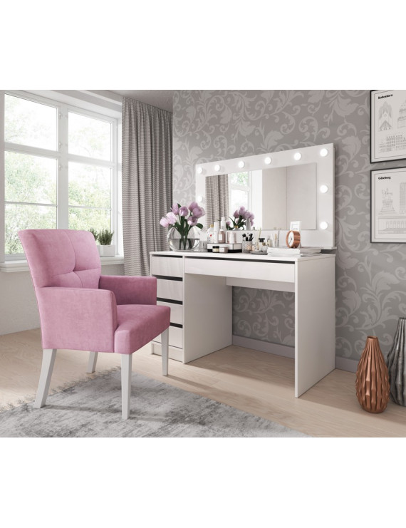 Стіл туалетний письмовий Perfect Home Ада / Ada 5S/120 з 5 шухядами Білий глянець (PFH-091306)