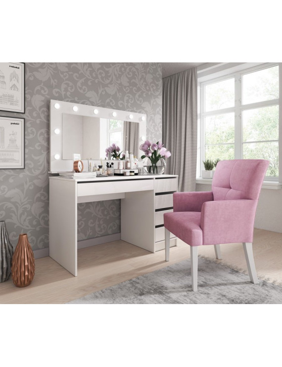 Стіл туалетний письмовий Perfect Home Ада / Ada 5S/120 з 5 шухядами Білий глянець (PFH-091306)