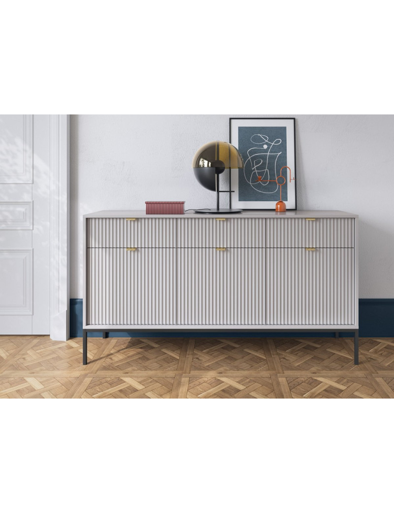 Комод Perfect Home Нова / Nova 3-дверний з 3 шухлядами і чорними ніжками KSZ154 Сірий (PFH-091242)