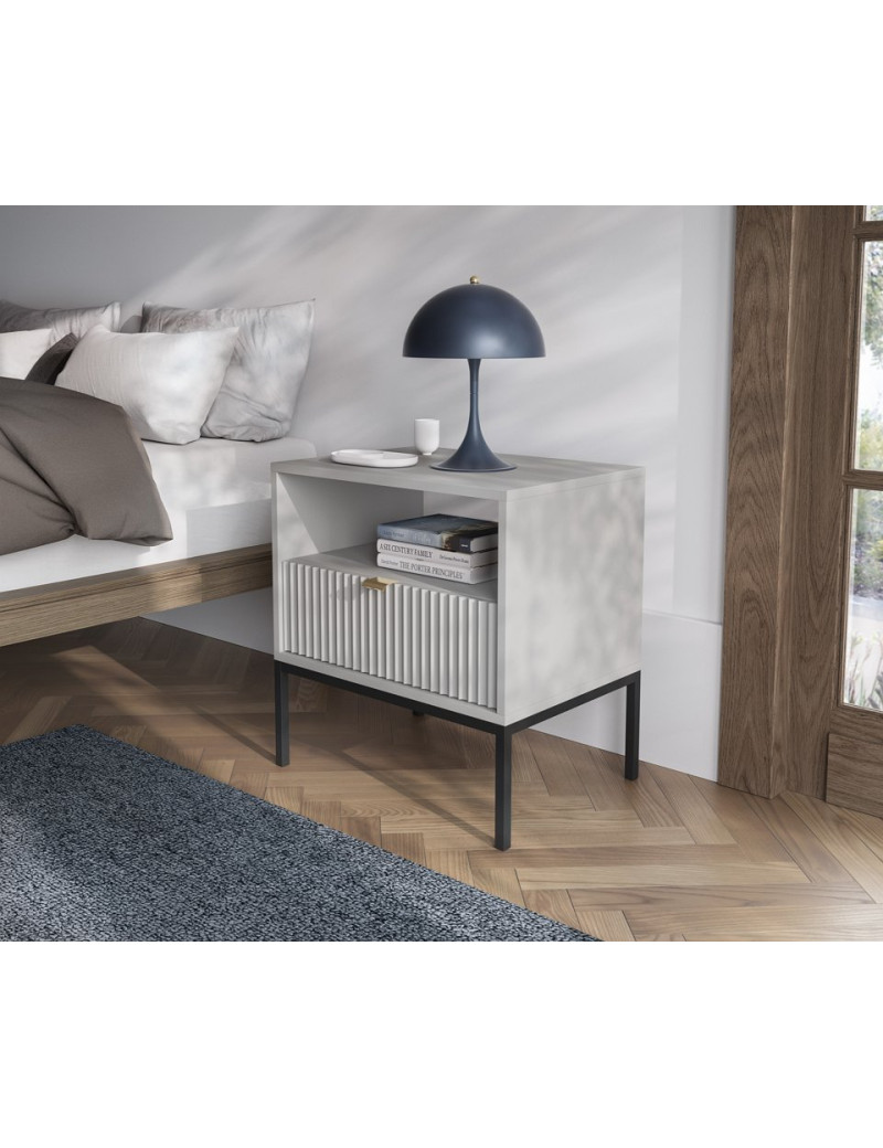 Тумба приліжкова Perfect Home Нова / Nova з 1 шухлядою і чорними ніжками S54 Сірий (PFH-091258)