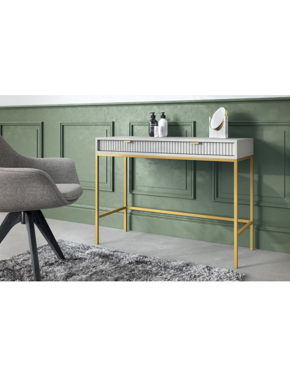 Стіл туалетний Perfect Home Нова / Nova з 2 шухлядами та золотими ніжками T104 Сірий (PFH-091269)