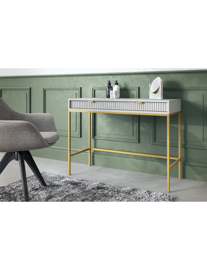 Стіл туалетний Perfect Home Нова / Nova з 2 шухлядами та золотими ніжками T104 Сірий (PFH-091269)