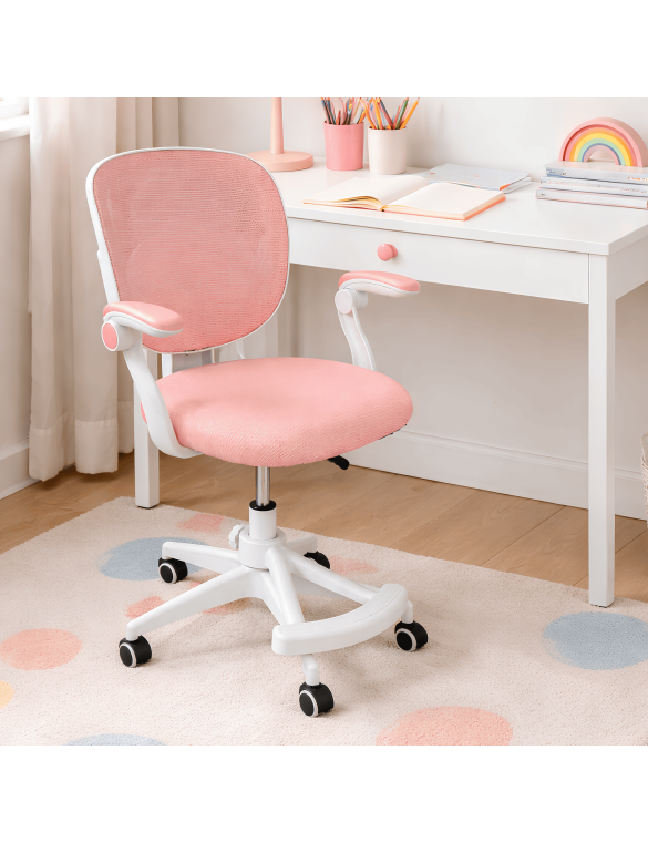 Крісло обертове дитяче з підставкою для ніг PERFECT KIDS PINK Perfect Home Рожевий (PFH-092118)
