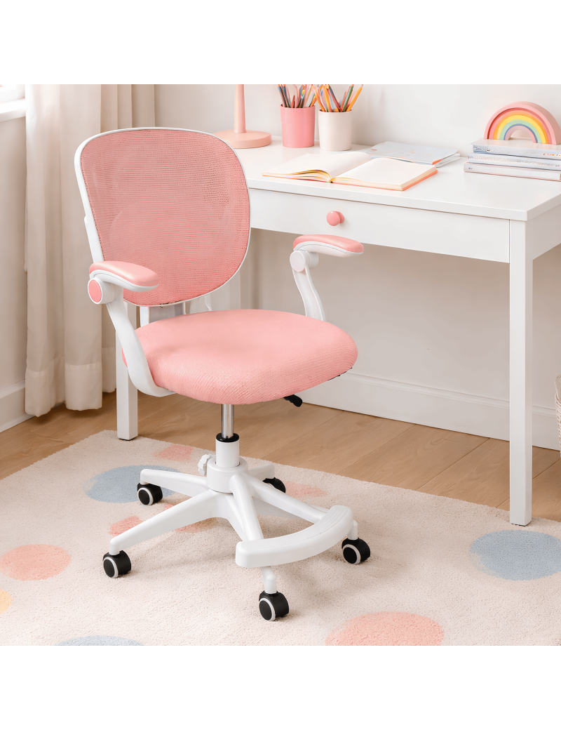 Крісло обертове дитяче з підставкою для ніг PERFECT KIDS PINK Perfect Home Рожевий (PFH-092118)