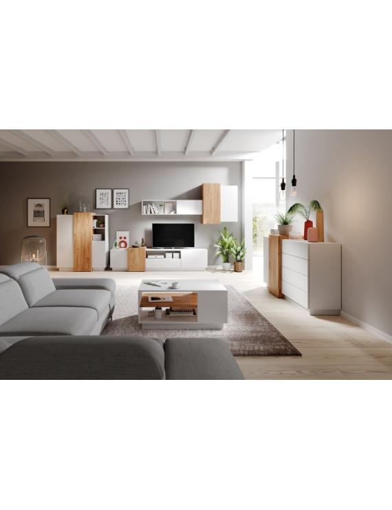 Комод Perfect Home 3Д / 3D 2-дверний з 4 шухлядами 2D4S/160 Білий/дуб крафт золотий (PFH-091040)
