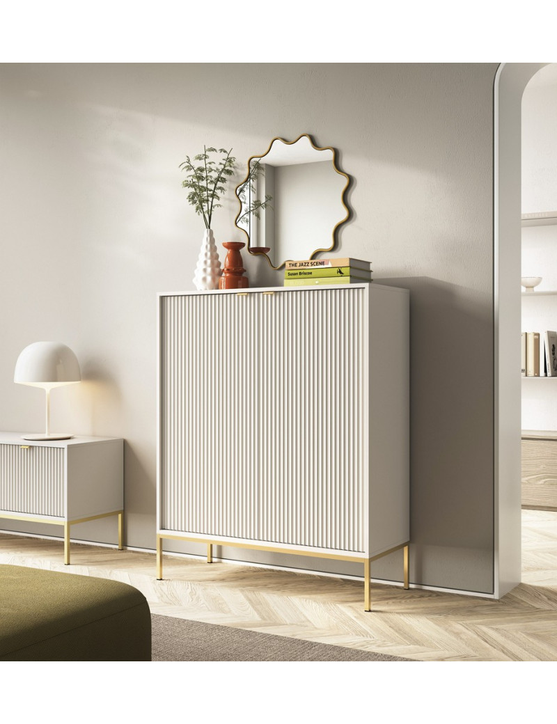 Комод високий Perfect Home Нова / Nova 2-дверний з золотими ніжками K104 Кашемір (PFH-091237)