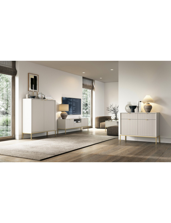Комод високий Perfect Home Нова / Nova 2-дверний з золотими ніжками K104 Кашемір (PFH-091237)