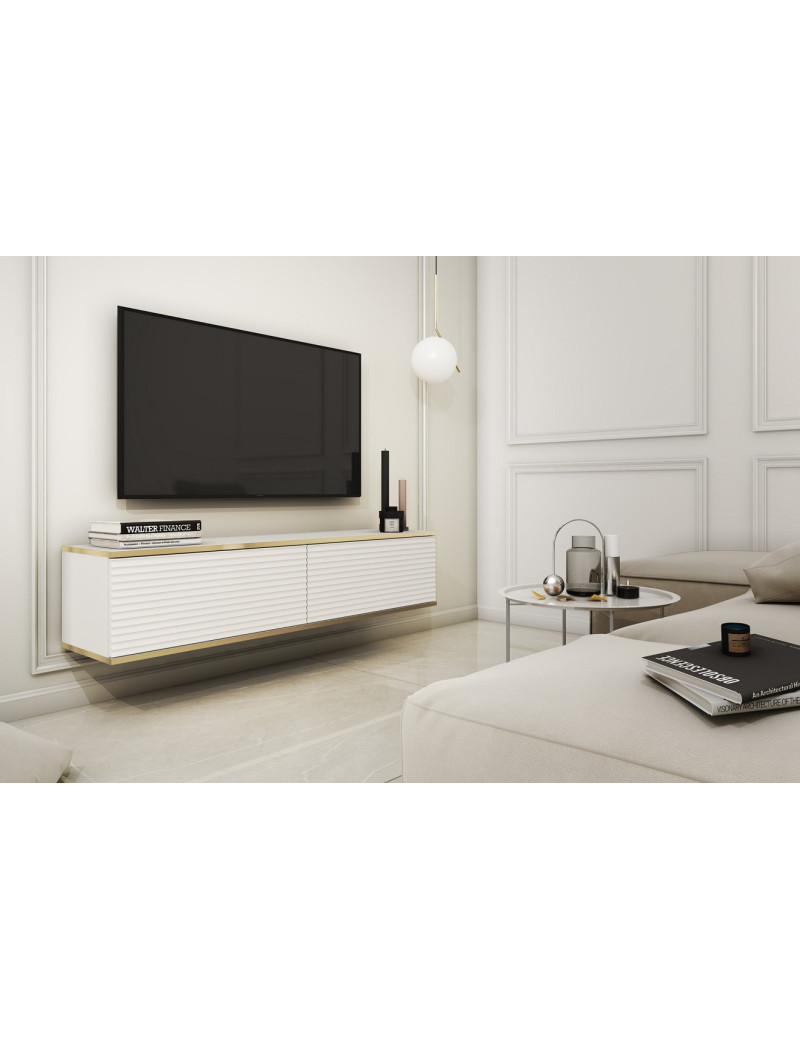 Тумба під телевізор навісна Perfect Home Оро / Oro 2-дверна RTV135 MDF Білий (PFH-091354)