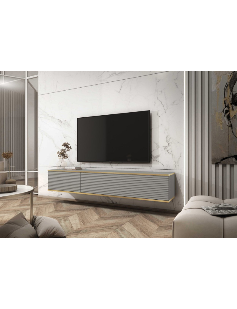 Тумба під телевізор навісна Perfect Home Оро / Oro 3-дверна RTV175 MDF Сірий (PFH-091365)