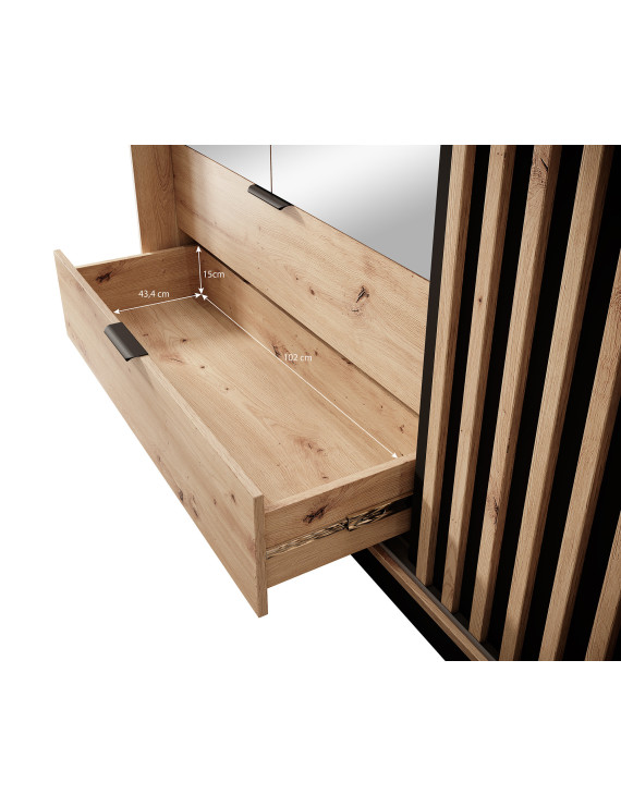 Шафа напівкупе для одягу Perfect Home Таллі / Tally 4-дверна з дзеркалом 4D2S/220 Дуб артизан/антрацит (PFH-091097)