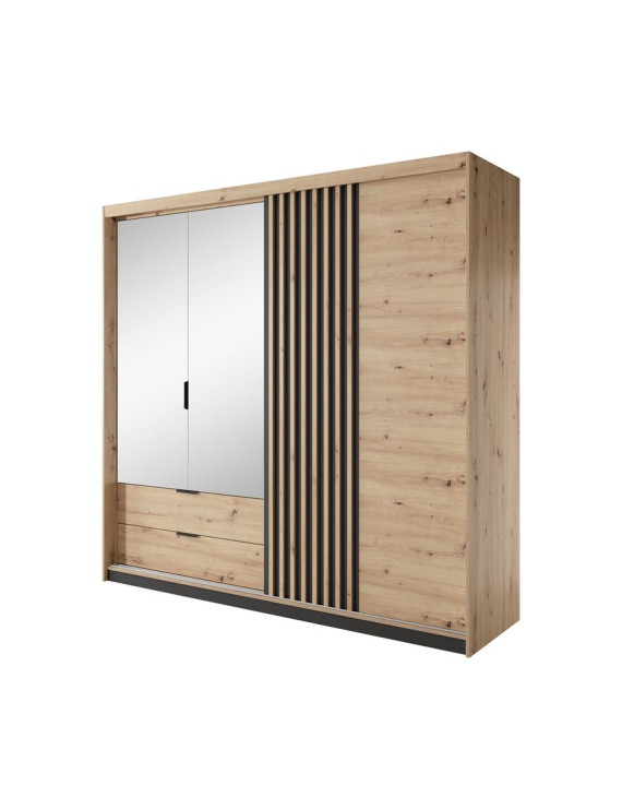Шафа напівкупе для одягу Perfect Home Таллі / Tally 4-дверна з дзеркалом 4D2S/220 Дуб артизан/антрацит (PFH-091097)