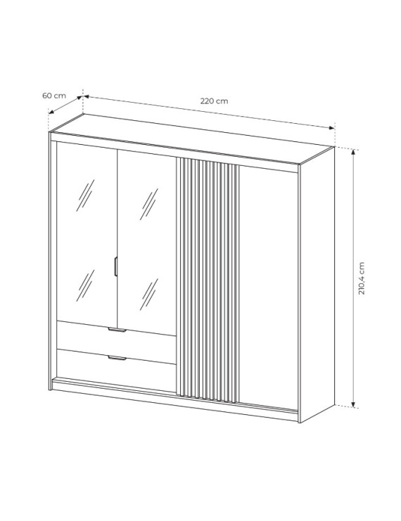 Шафа напівкупе для одягу Perfect Home Таллі / Tally 4-дверна з дзеркалом 4D2S/220 Дуб артизан/антрацит (PFH-091097)