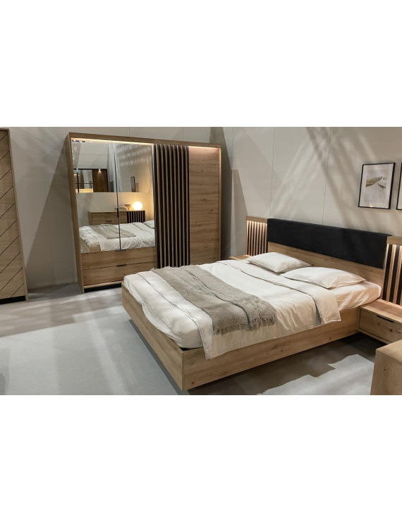 Шафа напівкупе для одягу Perfect Home Таллі / Tally 4-дверна з дзеркалом 4D2S/220 Дуб артизан/антрацит (PFH-091097)