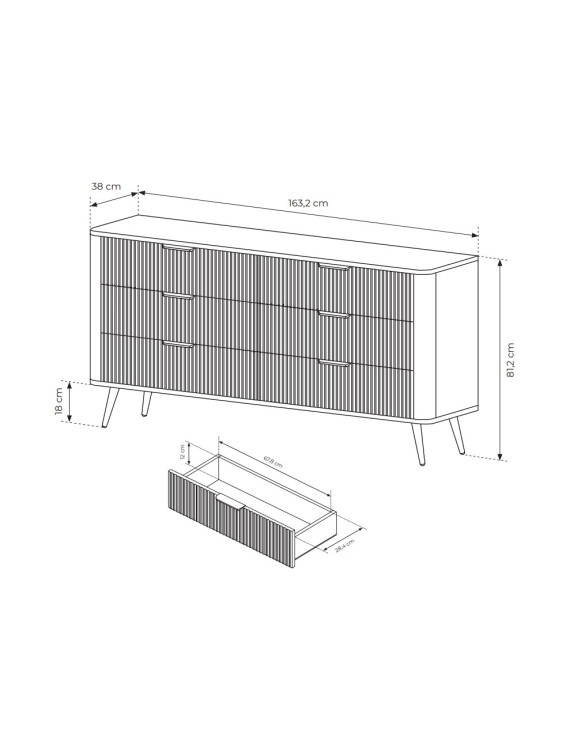 Комод Perfect Home Ланте / Lante з 6 шухлядами і золотими ніжками 6S/163 Чорний (PFH-091190)