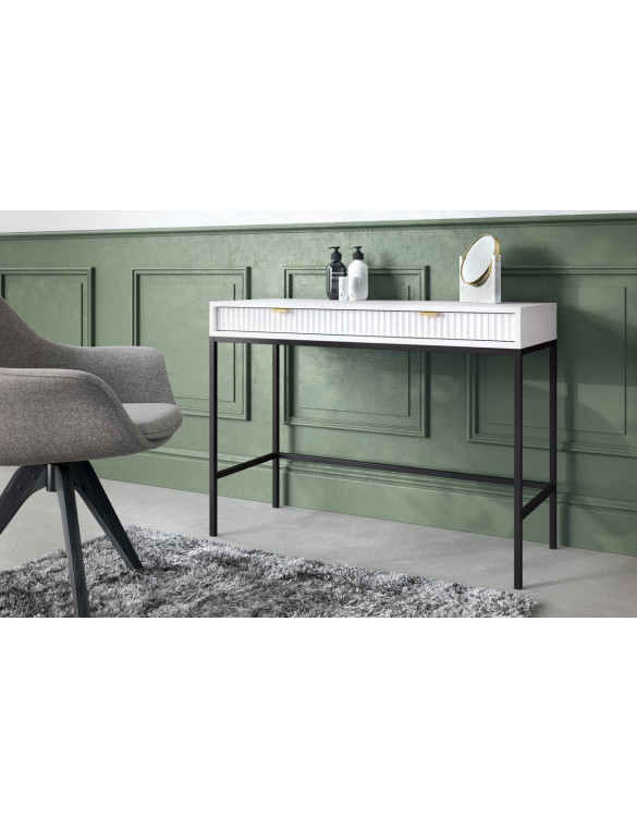 Стіл туалетний Perfect Home Нова / Nova з 2 шухлядами та чорними ніжками T104 Білий (PFH-091266)