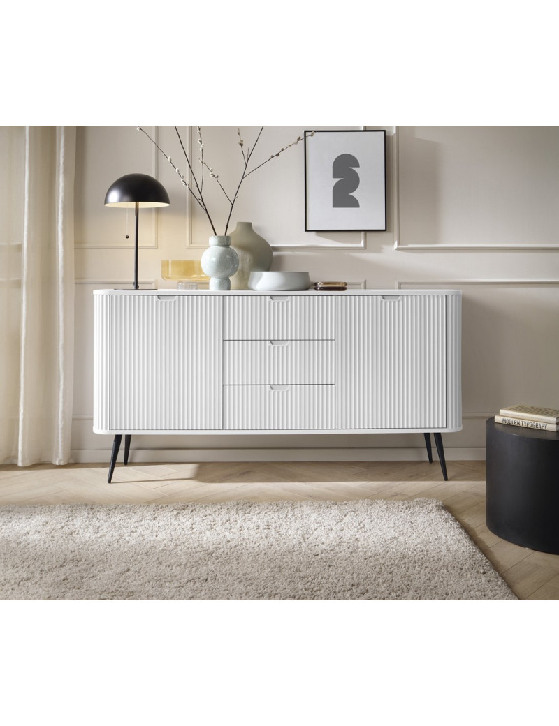 Комод Perfect Home Зова / Zova 2-дверний з 3 шухлядами і чорними ніжками KSZ168 Білий (PFH-091279)