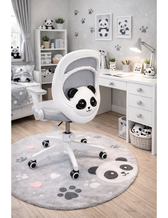 Крісло обертове дитяче з підставкою для ніг PERFECT KIDS PANDA GRAY Perfect Home Сірий (PFH-092110)