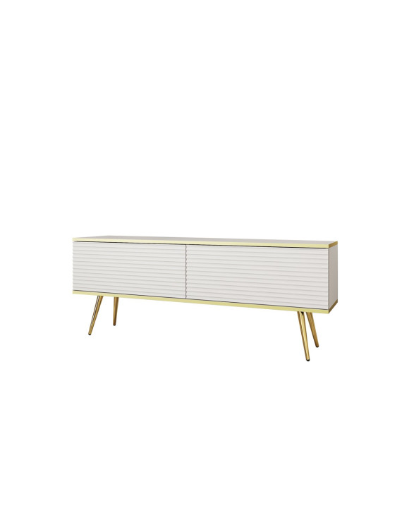 Тумба під телевізор Perfect Home Оро / Oro 2-дверна з золотими ніжками RTV135 MDF Білий (PFH-091329)