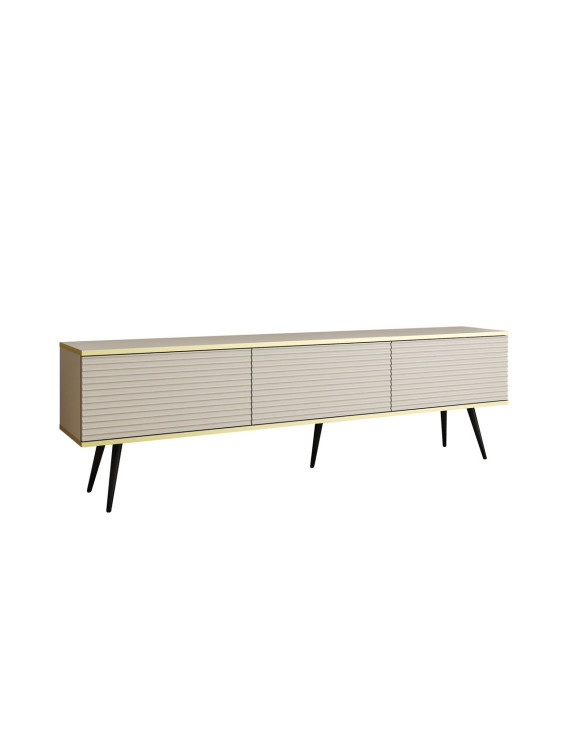 Тумба під телевізор Perfect Home Оро / Oro 3-дверна з чорними ніжками RTV175 MDF Бежевий (PFH-091348)
