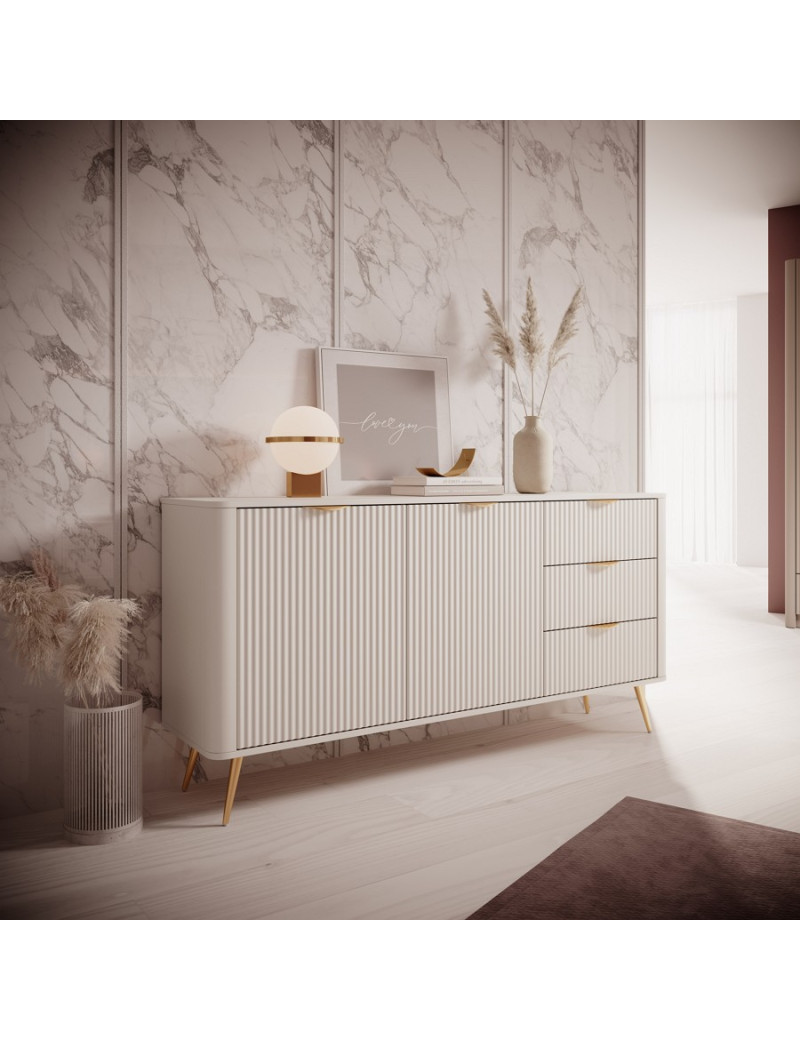 Комод Perfect Home Ланте / Lante 2-дверний з 3 шухлядами і золотими ніжками 2D3S/163 Беж (PFH-091180)