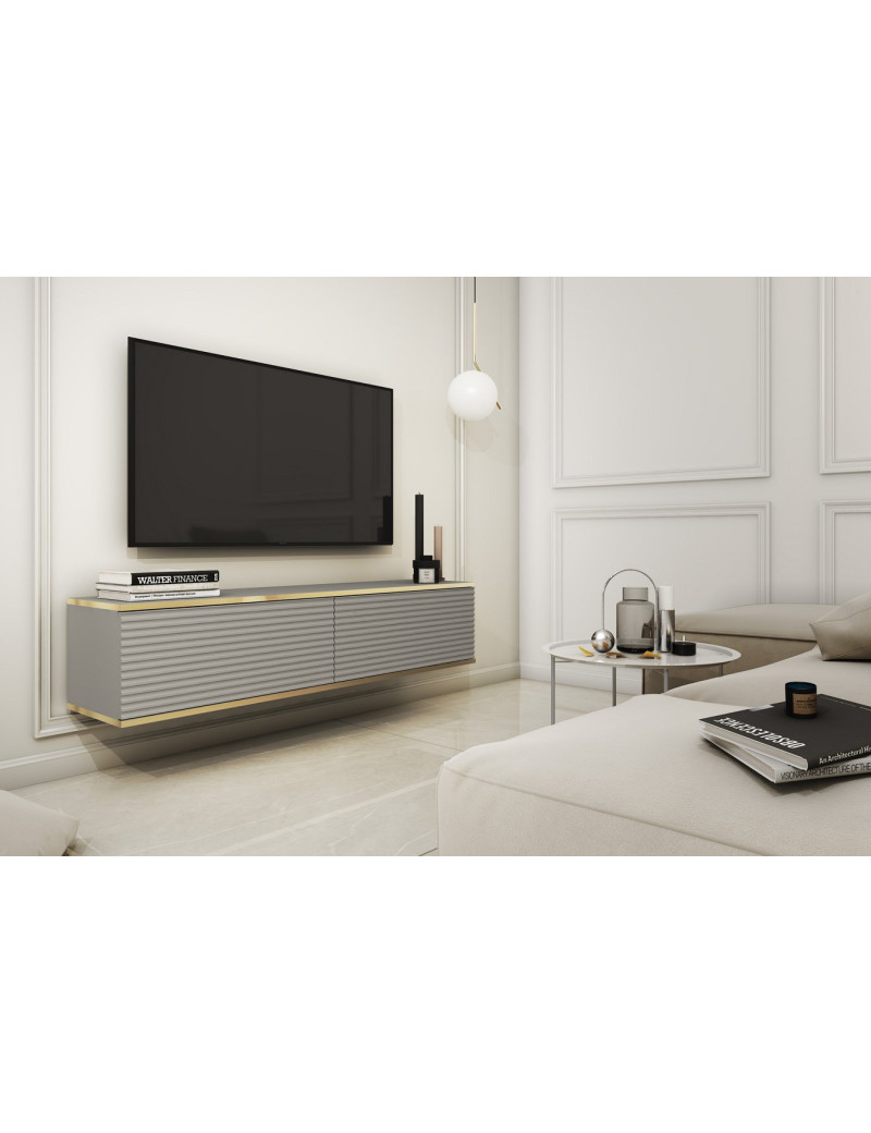 Тумба під телевізор навісна Perfect Home Оро / Oro 2-дверна RTV135 MDF Сірий (PFH-091357)