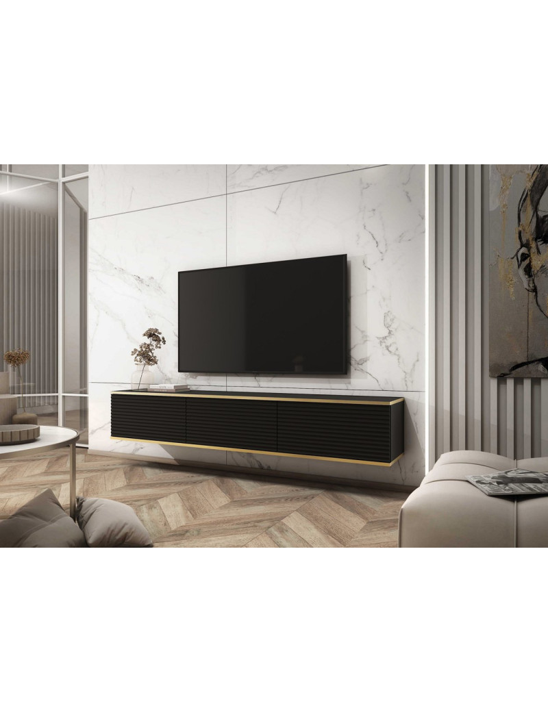 Тумба під телевізор навісна Perfect Home Оро / Oro 3-дверна RTV175 MDF Чорний (PFH-091367)