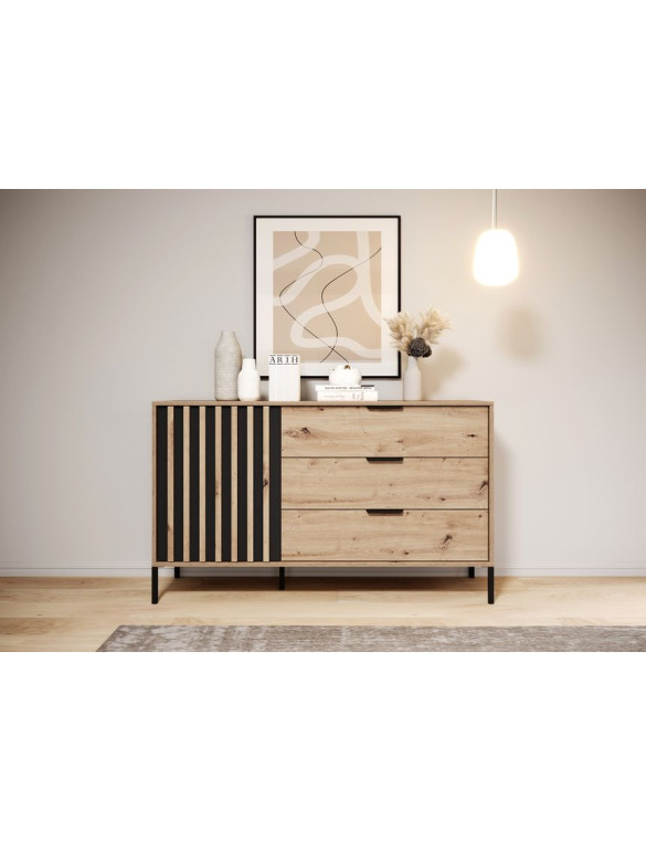 Комод Perfect Home Таллі / Tally 1-дверний з 3 шухлядами 1D3S/138 Дуб артизан/антрацит (PFH-091096)