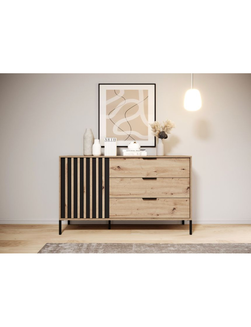 Комод Perfect Home Таллі / Tally 1-дверний з 3 шухлядами 1D3S/138 Дуб артизан/антрацит (PFH-091096)