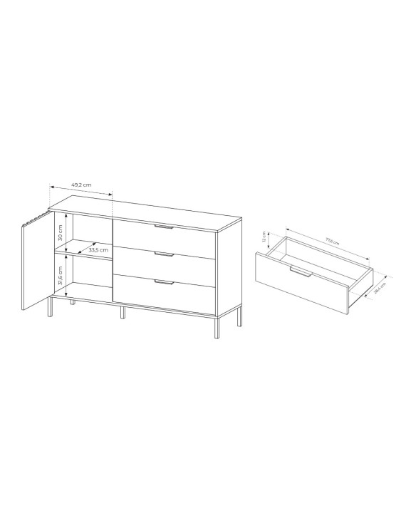 Комод Perfect Home Таллі / Tally 1-дверний з 3 шухлядами 1D3S/138 Дуб артизан/антрацит (PFH-091096)