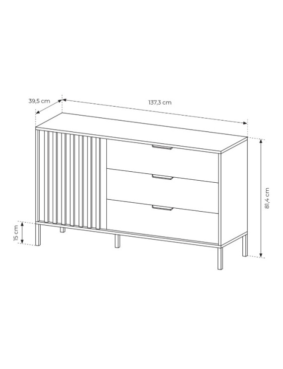 Комод Perfect Home Таллі / Tally 1-дверний з 3 шухлядами 1D3S/138 Дуб артизан/антрацит (PFH-091096)