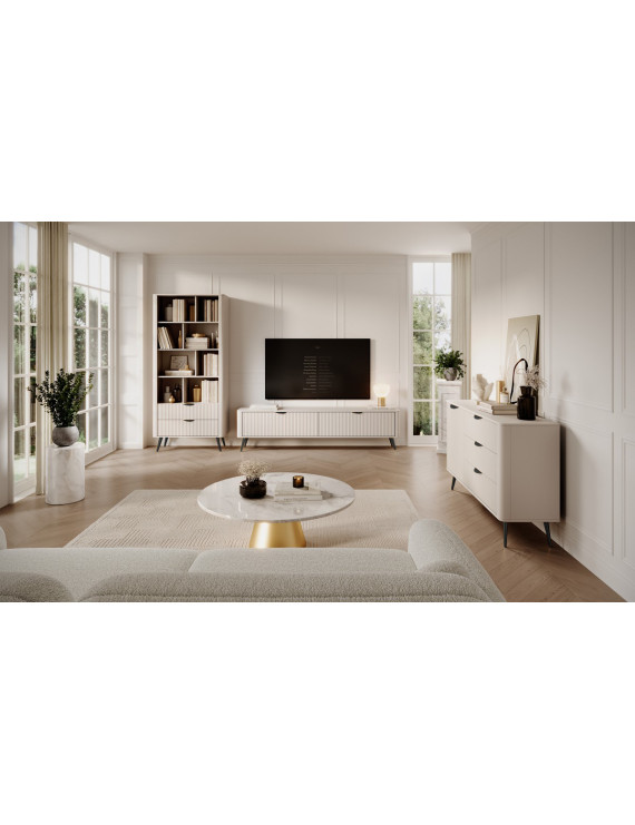 Стелаж Perfect Home Ланте / Lante 2S з 2 шухлядами і чорними ніжками Беж (PFH-091173)