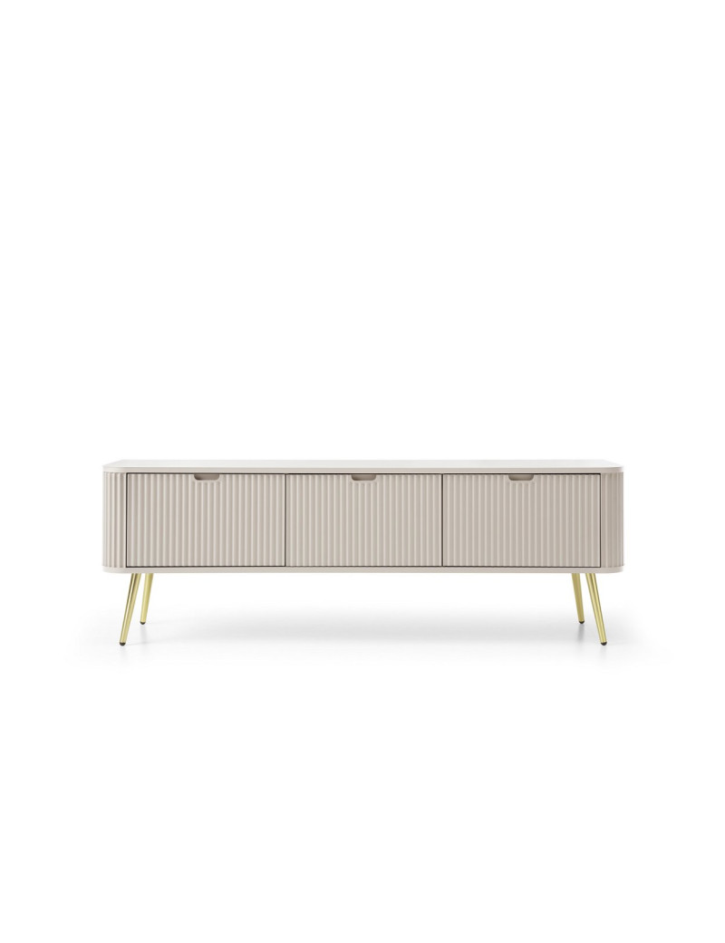 Тумба під телевізор Perfect Home Зова / Zova 3-дверна з золотими ніжками RTV168 Кашемір (PFH-091275)