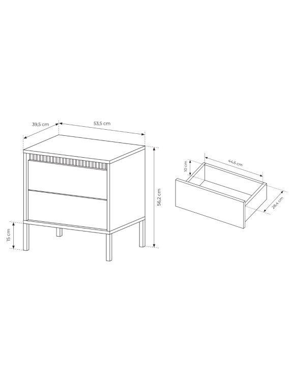 Тумба приліжкова Perfect Home Сенсо / Senso 2S/53 з 2 шухлядами Чорний (PFH-092036)
