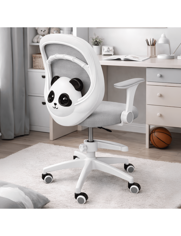 Крісло обертове дитяче з підставкою для ніг PERFECT KIDS PANDA GRAY Perfect Home Сірий (PFH-092110)