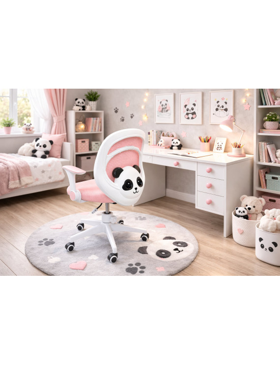 Крісло обертове дитяче з підставкою для ніг PERFECT KIDS PANDA PINK Perfect Home Рожевий (PFH-092111)