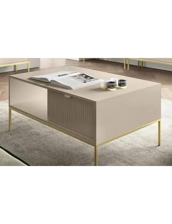 Стіл журнальний Perfect Home Нова / Nova з 2 шухлядами та золотими ніжками L104 Кашемір (PFH-091259)