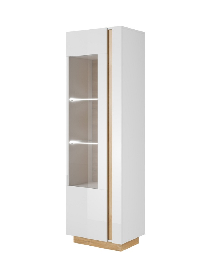 Вітрина висока Perfect Home Арко / Arco 1-дверна 1D1W/60 Білий глянець/дуб грандсон (PFH-091029)