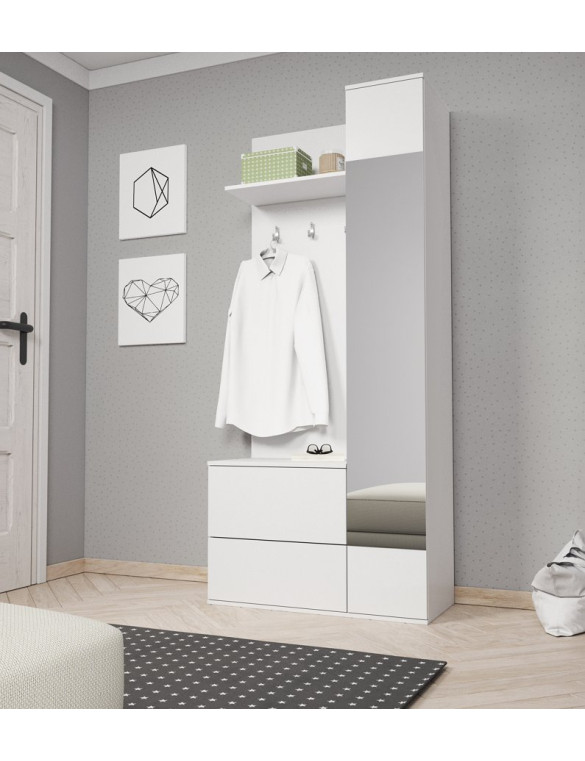 Передпокій з дзеркалом Perfect Home Грін / Green 3-дверний Білий (PFH-091310)