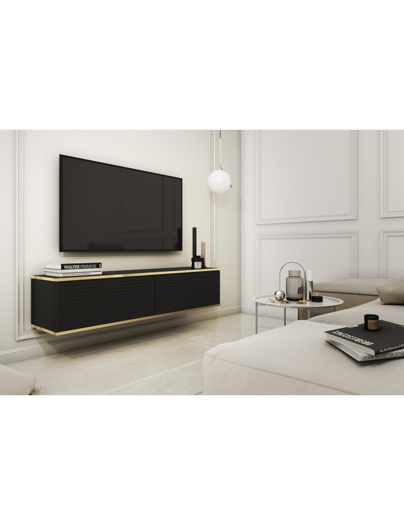 Тумба під телевізор навісна Perfect Home Оро / Oro 2-дверна RTV135 MDF Чорний (PFH-091355)
