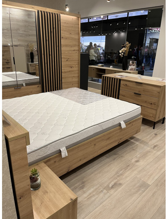 Ліжко (каркас) Perfect Home Таллі / Tally 160 з м'яким ізголів'ям двоспальне Дуб артизан/антрацит (PFH-091099)