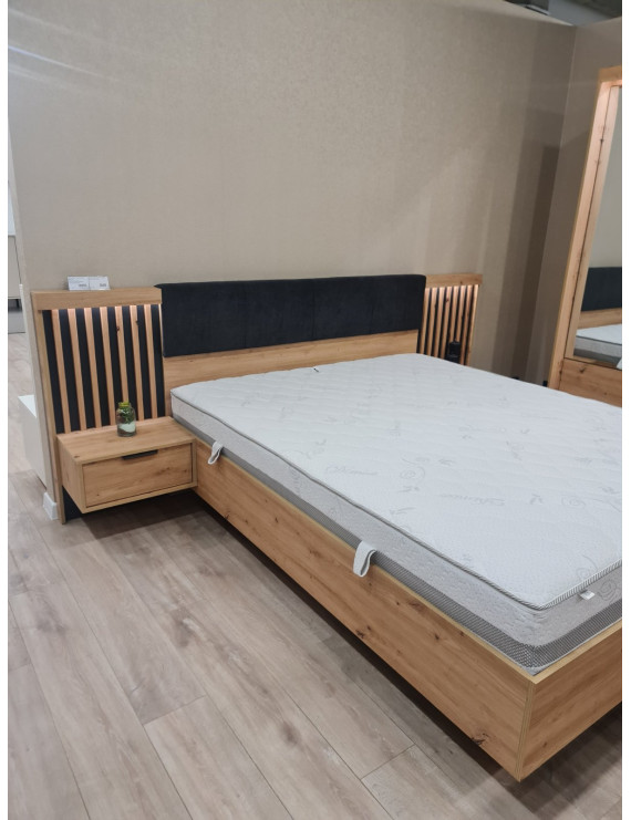 Ліжко (каркас) Perfect Home Таллі / Tally 160 з м'яким ізголів'ям двоспальне Дуб артизан/антрацит (PFH-091099)