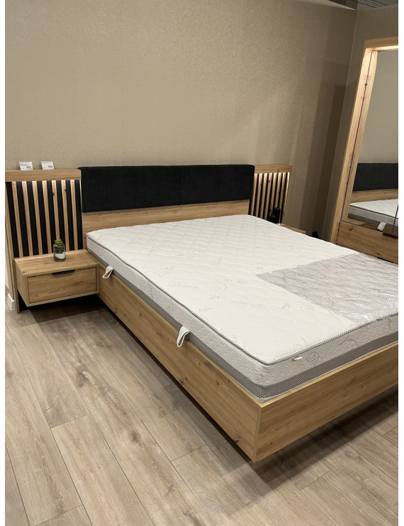 Ліжко (каркас) Perfect Home Таллі / Tally 160 з м'яким ізголів'ям двоспальне Дуб артизан/антрацит (PFH-091099)