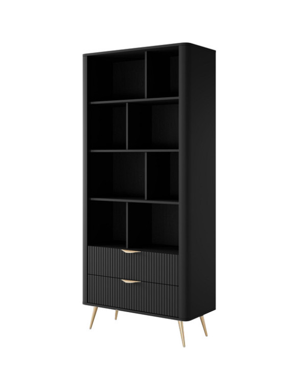 Стелаж Perfect Home Ланте / Lante 2S з 2 шухлядами і золотими ніжками Чорний (PFH-091189)