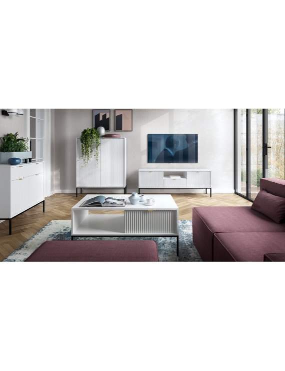 Комод високий Perfect Home Нова / Nova 2-дверний з чорними ніжками K104 Білий (PFH-091232)
