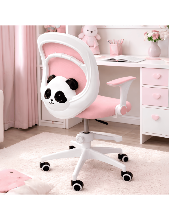 Крісло обертове дитяче з підставкою для ніг PERFECT KIDS PANDA PINK Perfect Home Рожевий (PFH-092111)